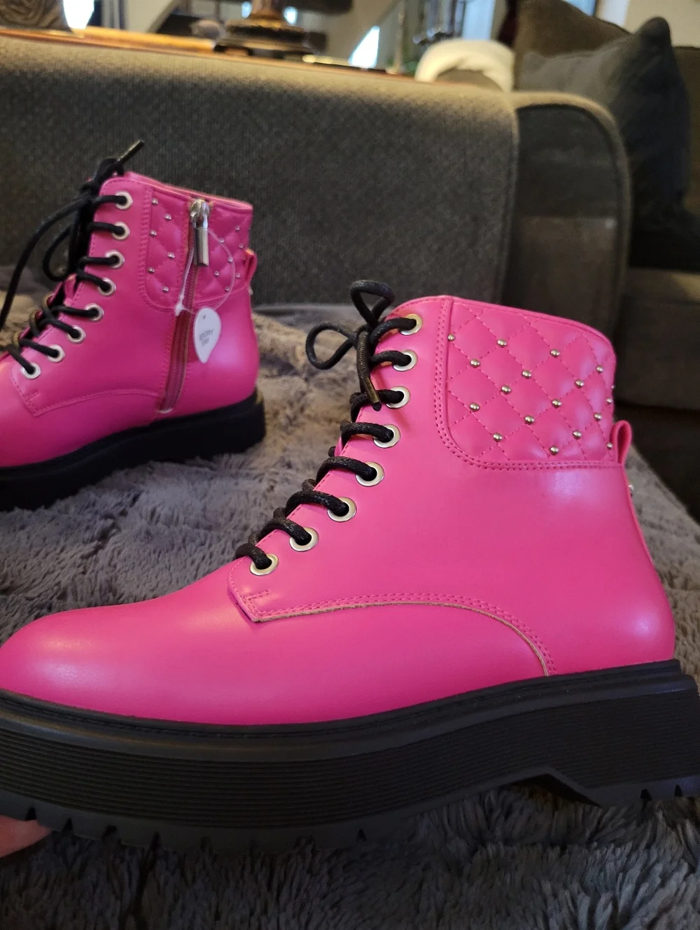 Sonoma Boots Hot Pink Waffle Sole Lace Ups  Girls‎ Size 2
